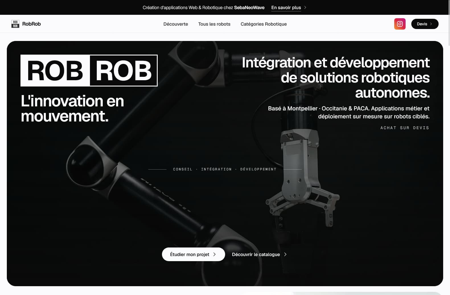 Site RobRob réalisé par le studio SebaNeoWave